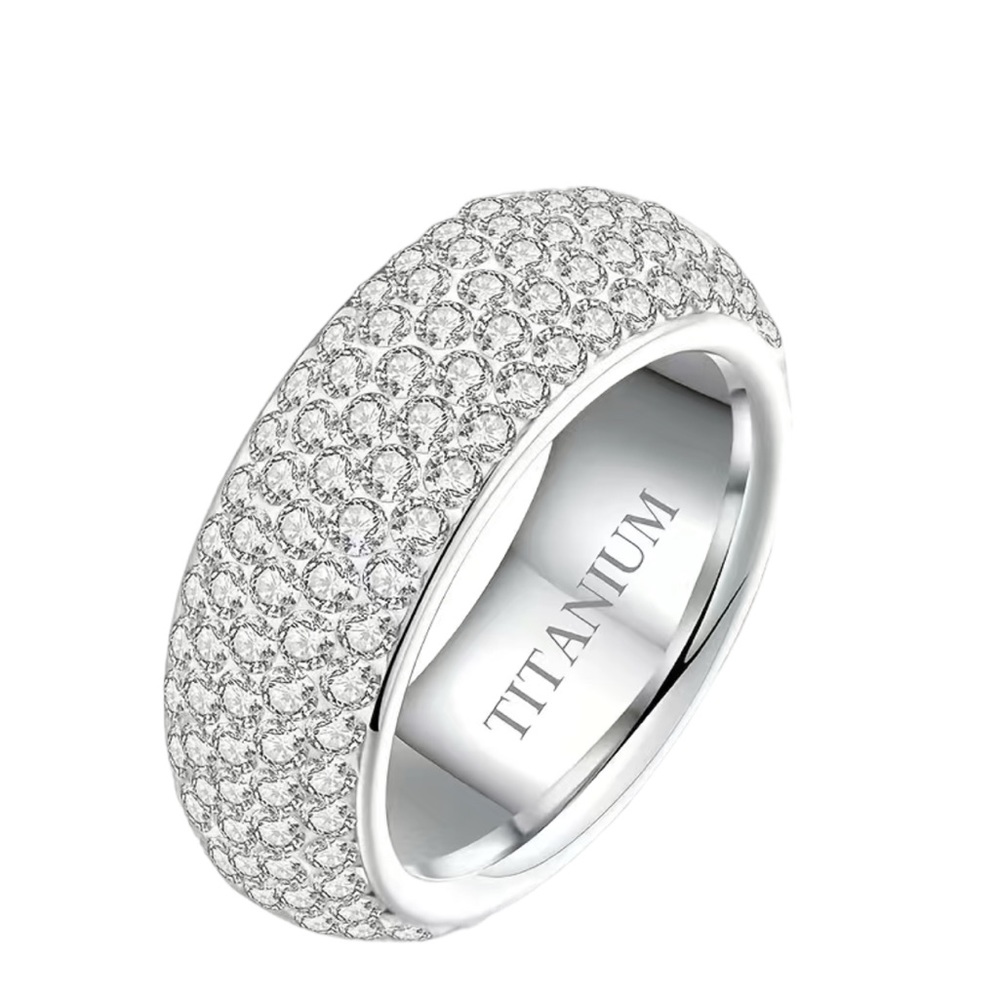 Titanium and Rhinestone Unisex Ring